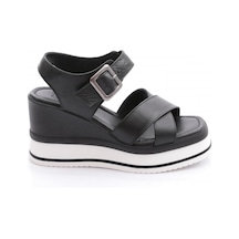 Dgn 1012-24170 Kadin Çapraz Bantli Mega Kalin Taban Sandalet Siyah
