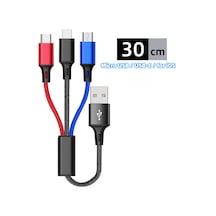 Ankndo 3 In 1 Usb Kablosu Kısa Mikro Usb Tip C Kablo İphone Uyumlu 13 12 11 Samsung Uyumlu Xiaomi Cep Telefonu Şarj Aleti Kablosu Mini Tel
