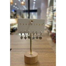Yakemiyou Silver Karma Charmlı Altılı Küpe Çok Renkli