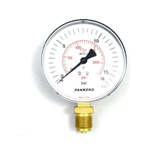 Pakkens 0-16 Bar Manometre 50mm 1/4" Alttan Çıkışlı