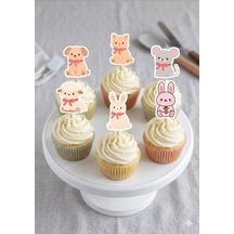 12li Sevimli Hayvanlar Cupcake Kürdan Süsü