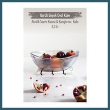 Bezos Akrilik Barok Şeffaf Büyük Oval Meyve & Salata Kasesi & Karıştırma Kabı / 3,3 Lt Cam Değildir Ob