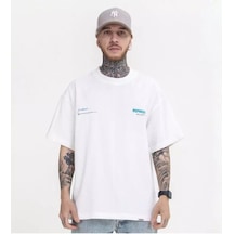 Flood Of Style Erkek Beyaz Represent Baskılı Bisiklet Yaka Tshirt Mavi