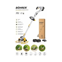 Böhrer Ba011346 Çift Akülü 36v 4 Amper Dijital Göstergeli Kömürsüz Profesyonel Çim Biçme Makinesi