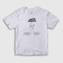 Presmono Unisex Çocuk Snap Arctic Monkeys T-shirt Beyaz