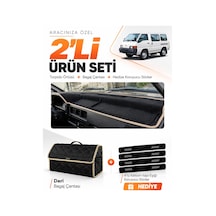 E-biz Mıtsubıshı L300 1986-1999 Uyumlu Torpido Örtüsü + Deri Bagaj Çantası - Siyah-bej - Mı010