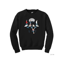 Stranger Things Team On Road Siyah Sweatshirt