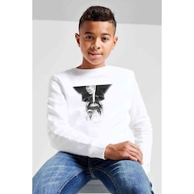 Tshirthane Anime Black Tokyo Ghoul Baskılı Unisex Çocuk Beyaz Sweatshirt Beyaz