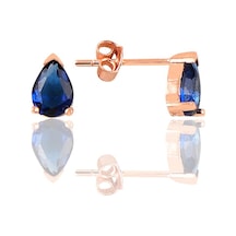 Gümüş Rose Safir Taşlı Damla Küpe N11.48215