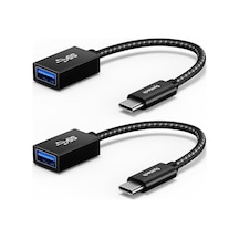 Syntech Usb-c - Usb Adaptörü, 2'li Paket Usb-c - Usb 3.0, 10gbps Type-c, Thunderbolt 3 - Usb Otg Kablosu, 17/16/15 Pro Max, İpad Mini 6, Macbook Pro/air/neo İle Uyumlu, Siyah