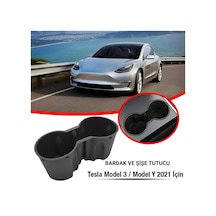 Polham Tesla Model 3 Ve Model Y İle Uyumlu Bardak Ve Şişe Tutucu, Temizlenebilir Çıkabilen Silikon Bardak Tutucu