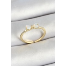 Mey İthalat Pirinç Fiyonk Figürlü Zirkon Taşlı Gold Renk Ayarlanabilir Kadın Yüzük Bronz 13192290