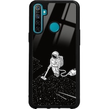 Oppo Realme 5i Astronot Tatiana Tasarımlı Glossy Telefon Kılıfı Siyah