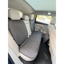 Hyundai İ10 2020-2026 Ön Ve Arka Koltuk Terletmez Dolgulu Keten Koltuk Minder / Kılıf Set Füme