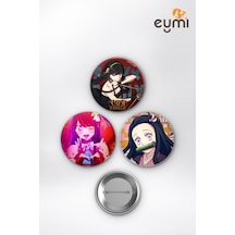 Anime Popüler Kızlar Yor Ai Nezuko Çanta Süsü Rozet İğneli Buton Rozet Seti 58 Mm 3'lü Çok Renkli