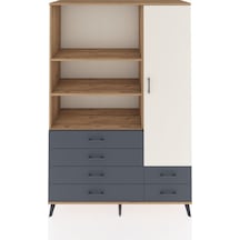 Hyperion Dolap 7 Raflı 6 Çekmeceli Tek Kapaklı 132x44x195 Çam-aytaşı/antrasit Aytası/antrasıt