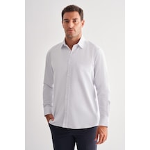 İmza Beyaz Sert Yaka Uzun Kol Cepli Comfort Fit Classic Gömlek 1004255164 Beyaz