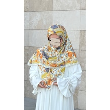 Qalortex Scarf Pamuklu Piraye Desen Eşarp - Tereyağ Sarısı