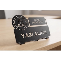 Kişiye Özel Hediyelik Adalet Bakanlık İcra Müdür Avukat Hakim Tasarımlı Metal Masaüstü İsimlik Siyah