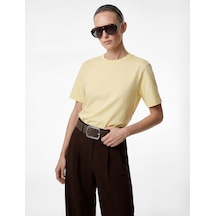 Koton Pamuklu Kısa Kollu Bisiklet Yaka Oversize Basic Tişört Sarı 6sak50170ek Sarı