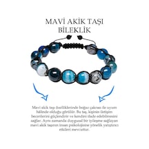 Sertifikalı 1.kalite Mavi Akik Taşı Bileklik - Makrome Çok Renkli