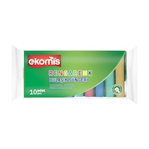 10 Adet Rengarenk Uzun Ömürlü Bulaşık Süngeri, Güçlü Temizleme Gücü, Ekonomik Paket Avantajı