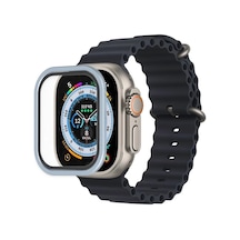 Apple Watch Ultra 49mm Uyumlu Alüminyum Kasa Cam Ekran Koruyucu - Mavi