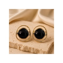 Gold Çerçeveli Siyah Taşlı Kadın Küpe Siyah - 886705031 Siyah - 886705031 Siyah