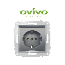 OVİVO Füme Topraklı Kapaklı Piriz Çerçevesiz Grano - Priz Ve Anahtar Için Uyumlu Çerçeve