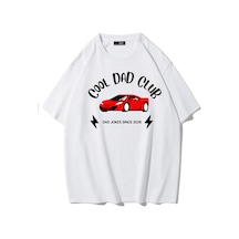 Brz Collectıon Brz Collection Unisex Oversize Cool Dad Club T-shirt Beyaz