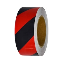 Fosforlu Bant Çapraz 5 Cm X 25 Metre Kırmızı Siyah