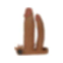 Zaga Oyun 5 CM Uzatmalı Çiftli İçi Boş Titreşimli 19 CM Çatal Dildo Melez Penis Kılıfı