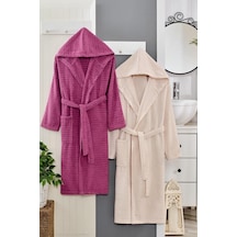 Doğa Serisi Aile Bornoz Seti 2li Set Mürdüm-bej Mürdüm - Bej