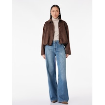 Koton Düğmeli Cep Detaylı Normal Bel Bol Kalıp Denim Pantolon - Loose Straight Fit Jean Koyu İndigo 6sal40120md Indigo