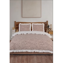Uçkan Home %100 Pamuk Fırfırlı Çift Kişilik Nevresim Seti Bej Bej --UH-00027