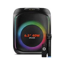 Powerway MIO Taşınabilir Mikrofonlu 40 W Parti Karaoke Kumandalı Bluetooth Hoparlör Led Işıklı