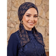 Raşelkori Tesettür Eşarp Bone Bej - Lacivert