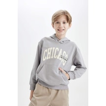 DeFacto Erkek Çocuk Kapüşonlu Cepli Baskılı Sweatshirt C9798A824WNGR247