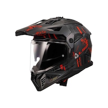 Ls2 Pioneer 2 Crazy Kros Kapalı Motosiklet Kaskı Kırmızı - Siyah