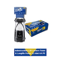Indestructible L30 Lantern & Longlife Power Alkalin Aa Kalem Pil 12 Adet Siyah