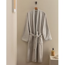 Maynor %100 Pamuk Floşlu Unisex Bornoz - Açık Gri 8684427306000 Çok Renkli