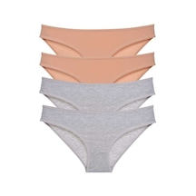 4 Adet Set Likralı Kadın Slip Külot Ten Gri