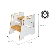 Minera Çocuk / Yetişkin Ahşap Basamak, Yükseltici, Tabure Ahşap - Beyaz