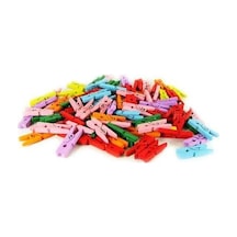 100'lü Renkli Ahşap Fotoğraf Albüm Mandal 2.5cm (10'lu Paket-1000 Adet)