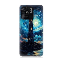 Xiaomi Redmi 10c Uyumlu Ay Işığında Yalnız Deniz Feneri Desenli Silikon Kılıf