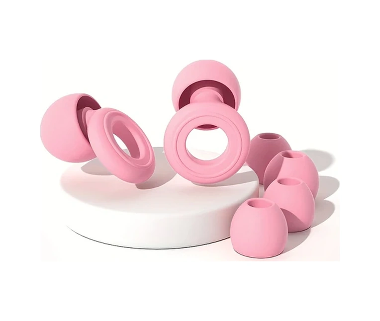 Dashanshop 1 Çift Yeniden Kullanılabilir Kulak Tıkacı Yüzme Uyku Çalışma 2 Pembe + 4 Kapak