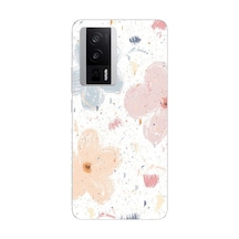 Poco F5 Pro Uyumlu Pastel Soyut Çiçek Ve Leke Desenli Baskılı Silikon Kılıf Renkli