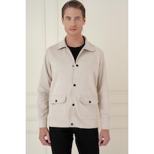 Comfort Fit Mono Yaka Kapaklı Cep Casual Taş Ceket C 699 Taş