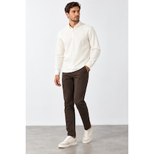 Bihan Store Erkek Polo Yaka Uzun Kollu Sweatshirt W27-8323 - Ekru