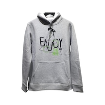 Fuba Kapşonlu Sweat Enjoy Gri Gri